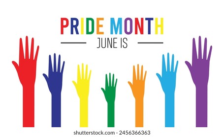 Pride Month observed every year in June. Template for background, banner, card, poster with text inscription.