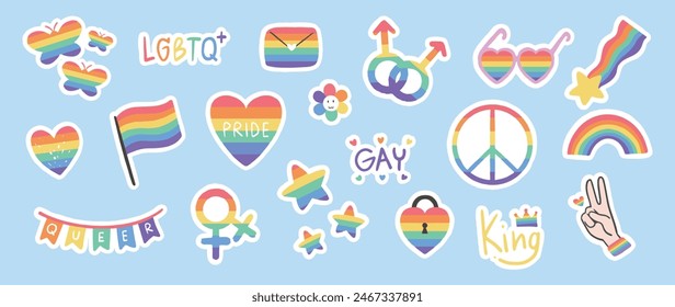 Pride Month Parade LGBTQ+ Stickers Vector Bundles