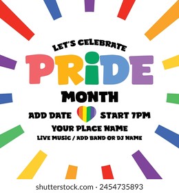 Pride month party flyer  poster social media post design