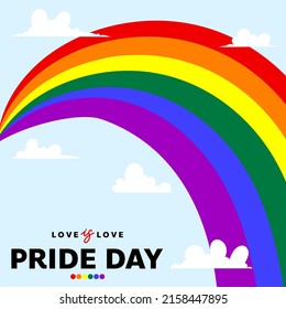 Pride month with rainbow and cloud  lgbtq+ text  , isolated on blur background, Vector illustration EPS 10
