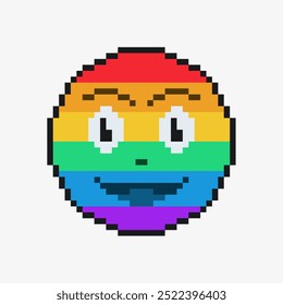 Mês do Orgulho Arco-Íris Sorriso Colorido, Ícone Pixel Art