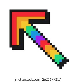Pride Month Rainbow Cursor Arrow, Pixel Art Icon, Isolated