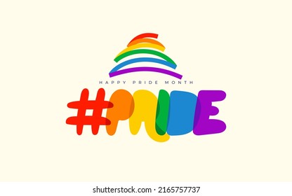 Pride month rainbow flag symbol. Pride month event celebration. Vector banner logo lgbtq. Symbol of pride month june support. Isolated on white background.