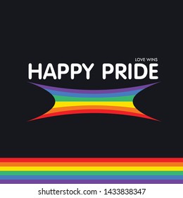 Pride month rainbow flag typography with pride vector illustration for the month - black background with rainbow 3
