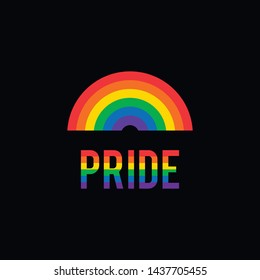 Pride month rainbow flag typography with pride rainbow - vector illustration for pride month event celebration