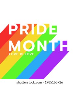 El mes del orgullo en arco iris con amor es el texto del amor , lgbtq+ diseño de plantillas de símbolos , aislado en fondo blanco, ilustración vectorial EPS 10