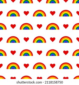 Pride month rainbow seamless pattern vector illustration. Pride parade rainbow for seamless background, LGBT pattern for textile, fabric, wrapping paper, wallpaper, packaging. 