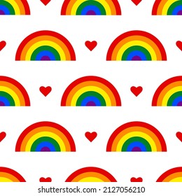Pride month rainbow seamless pattern vector illustration. Pride parade rainbow for seamless background, LGBT pattern for textile, fabric, wrapping paper, wallpaper, packaging. 
