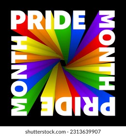 Afiche de texto del mes del orgullo arcoiris. Ilustración vectorial de la promoción conceptual moderna. Apoyo para homosexuales y LGBT. 