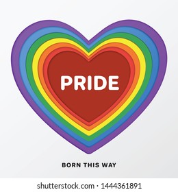 Pride month rainbow typography paper card. illustration for pride month event celebration
