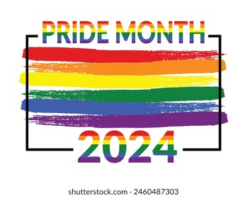 Pride Month respects and supports the diversity of LGBTQ genders—illustration of rainbow colors with texts '2024 Pride Month, concept for LGBTQ community in pride month.