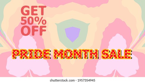 pride month sale promotion design.LGBTQ+ illustrations concept.