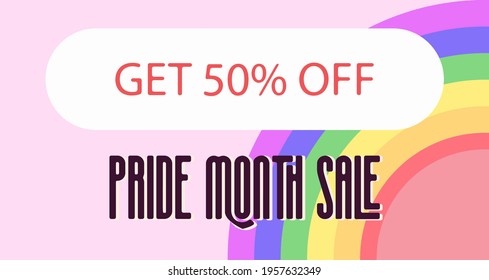 pride month sale promotion design.LGBTQ+ illustrations concept.