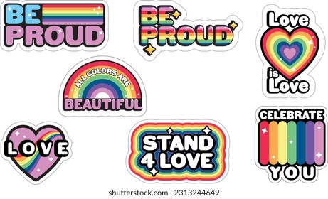 Pride Month set of colorful labels trend