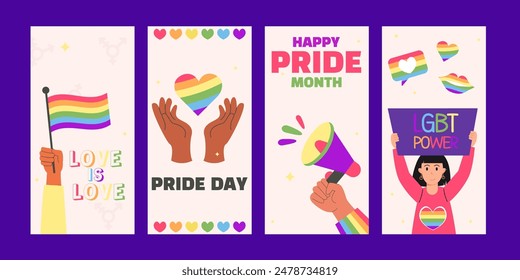 Pride Month Social Media Kollektion Flat Style