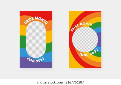 Pride month social media stories. Trendy editable social media stories template. Vector illustration.