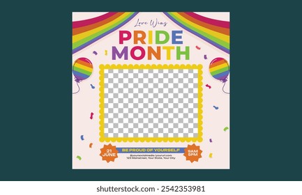 Pride Month Socials Media. Vector Illustration