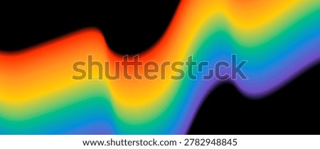 Pride month soft rainbow wave on black background. Colorful gradient banner vector.