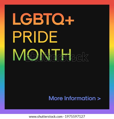 Pride Month Square Banner Template for Social Media Post, Carousel, Cover Image. LGBTQ Pride Month Banner Vector with LGBT Flag Rainbow Gradient Background. 