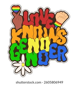 Pride Month Sticker template design. Love knows no gender theme for social media and web. Pride Month Sticky vector illustration. EPS 10