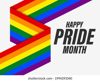 Pride Monatstext auf Regenbogenstreifen-Hintergrund. LGBT-Flagge. Toleranz und Liebe. Festival der sexuellen Minderheiten, Homosexuelle und Lesben, Transgender Menschen. Design für Banner und Poster. Vektorgrafik