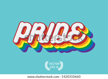 Pride Month, PRIDE Text whith Rainbow Long Shadow