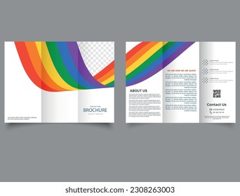 Plantilla de folletos triplicados para el mes del orgullo. Olas. plantilla de informe de abogado. ilustración vectorial de diseño. Plantilla de tríplios moderna.