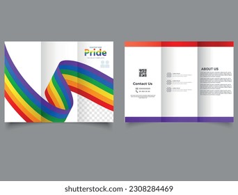 Pride month trifold brochure template. Waves. lyer report template. design vector illustration. Modern trifold template.