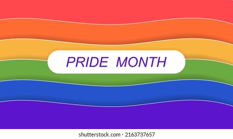 Pride Month vector background. LGBT flag in paper cut style