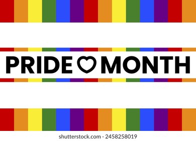Pride month vector banner. Colorful design for a web banner. Month of homosexual and transgender persons. Rainbow poster. Celebration of diversity.