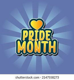 Pride month vector blue background. Illustration. Celebrate LGBTQ Pride. Pride month