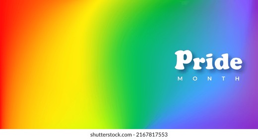 Vector vectorial del mes del orgullo colorido fondo borroso. Banner LGBTQ en colores arcoiris con texto