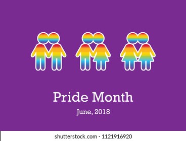 Pride Month vector. Kissing figures illustration. Stylized illustration of couples in love. Important day