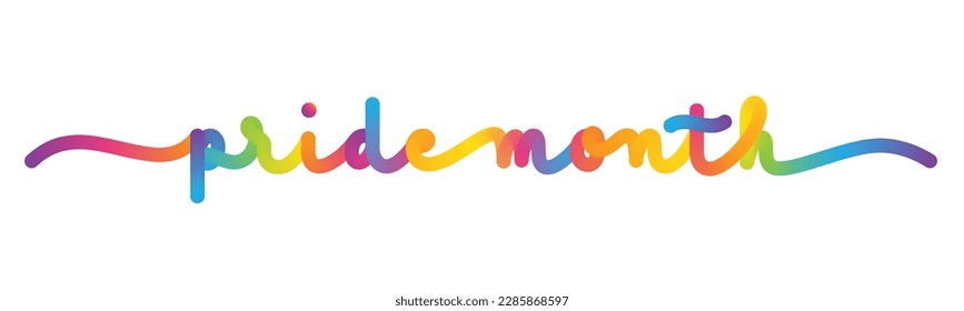 PRIDE MONTH vector monoline lettering with colorful gradient