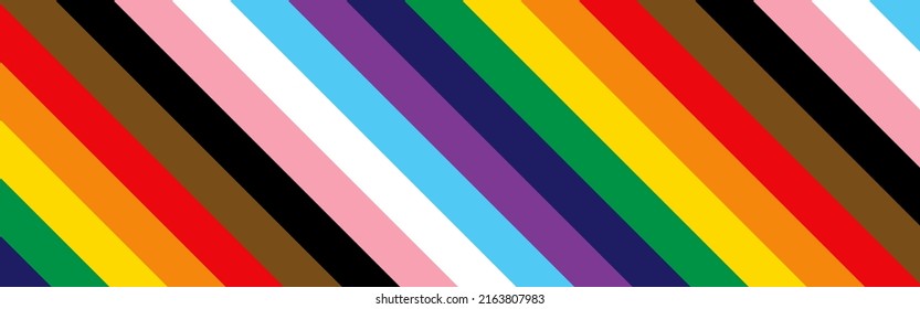 Pride Month Web Banner Background Template. LGBTQ Pride Flag Rainbow Stripes. Trans Inclusive Pride Rainbow Pattern Wallpaper