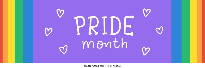 Pride Month Web Banner. Rainbow border for Pride Background