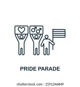 Pride Parade Icon. Line Simple Lgbt Icon For Templates, Web Design And Infographics