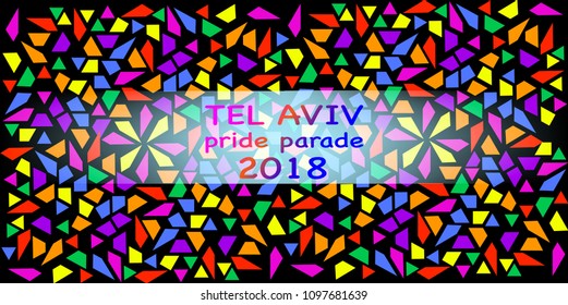 Pride Parade, Tel Aviv 2018. Rainbow  colors texture. Vector illustration multi color mosaic background 