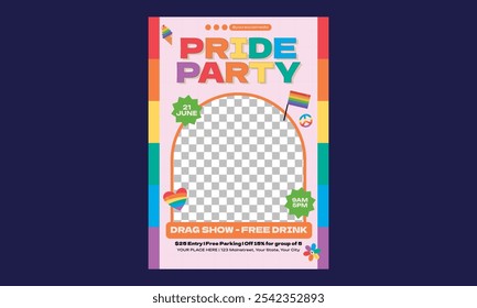 Pride Party Flyer. Vector Illustration