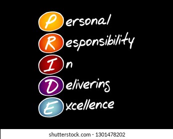 PRIDE - Personal Responsibility In Delivering Excellence, acronym concept