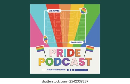 Pride Podcast Socials Media. Vector Illustration