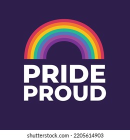 Pride proud rainbow flag symbol. Pride month event celebration isolated on purple background.