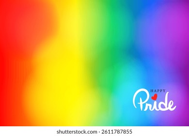 pride rainbow color background with pride text typography