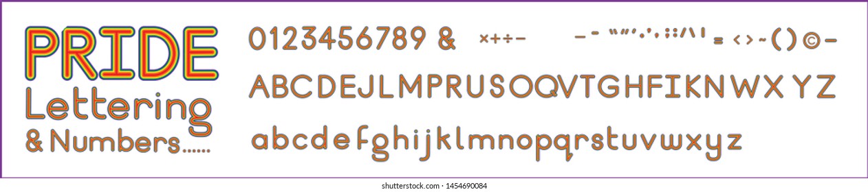 Pride rainbow colored lettering and numbers
