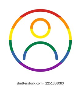 Pride rainbow flag User Icon. LGBTQ Avatar Profile, Social Media User Cutout Circle shape style. Vector Illustration