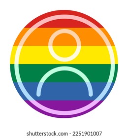 Pride rainbow flag User Icon. LGBTQ Avatar Profile, Social Media User Circle shape style. Vector Illustration