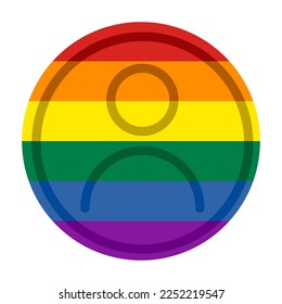 Pride rainbow flag User Icon. LGBTQ Avatar Profile, Social Media User Circle shape style. Vector Illustration