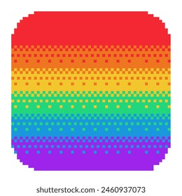 Pride Regenbogen-Farbverlauf-Symbol in abgerundetem Quadrat, Pixel-Art