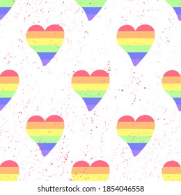 Pride rainbow heart logo on white background.