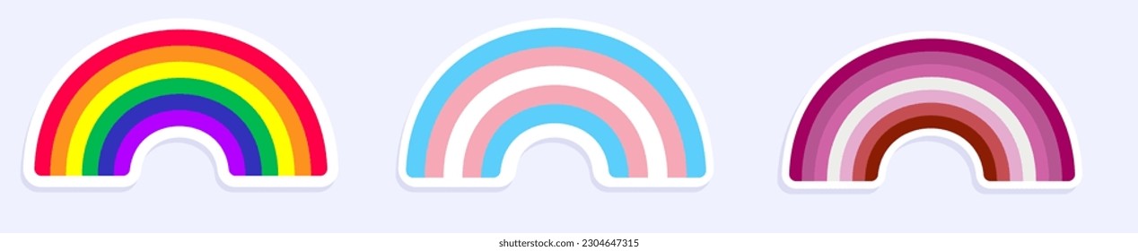 Pride Rainbow Icons. LGBT lesbian transgender Rainbow Icons